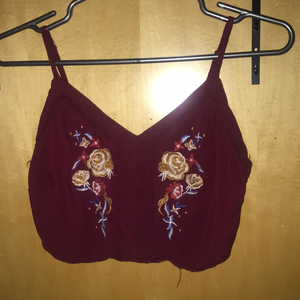 Maroon embroidered bralette/top